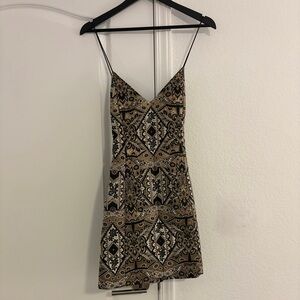 Alice + Olivia Tayla Structured Intern Mini Dress in Gold & Multi